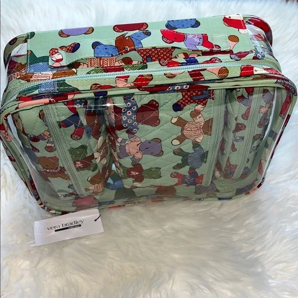🆕VERA BRADLEY Toasty Teddies 4pc Cosmetic Set Zipper Travel Organization Storage - Picture 3 of 8